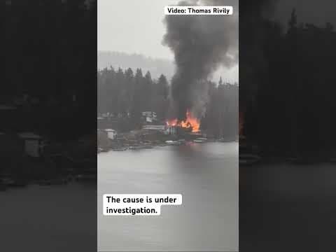 Blaze from Kirkland house fire seen across Lake Washington #shorts