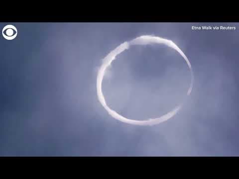 Mount Etna releases rare volcanic vortex rings in Italy