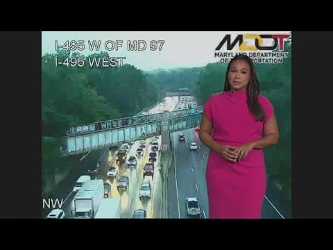 Jack-knifed tractor trailers block lanes on Beltway near Georgia Avenue in Silver Spring