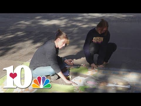 UT students prepare their campus for homecoming with chalk art
