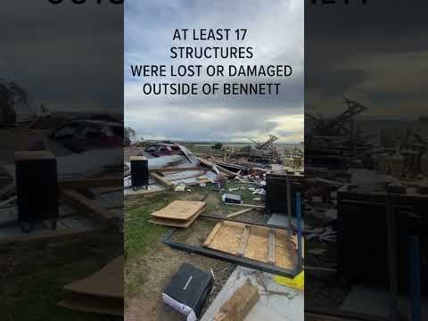 Aftermath of tornado in Adams County, near Denver