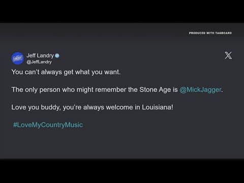 Jagger calls out Governor Landry