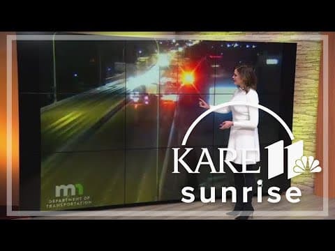 WATCH: Semi jackknifes and cars pile up from slick roads sending a driver running across the highway