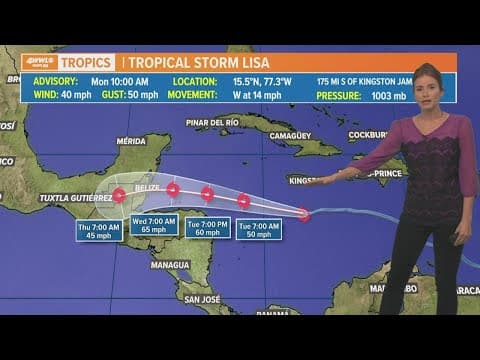 Tropical Storm Lisa forms in the Caribbean Sea
