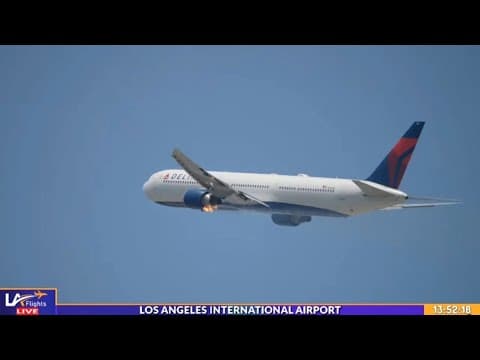 Fire seen coming from engine of Delta flight from Los Angeles to Atlanta
