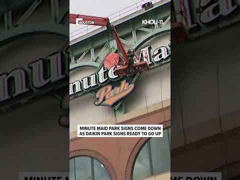 Minute Maid Park signs taken down for Daikin Park signs
