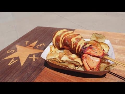 Lobster-tail corn dog, surf-n-turf grilled cheese, beef rib burrito on menu in Dallas for NBA Finals