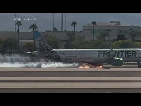 Crews investigating after a Frontier flight caught fire