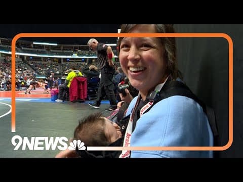 Wrestling moms during the semi-final round of the 2025 state wrestling tournament at Ball Arena