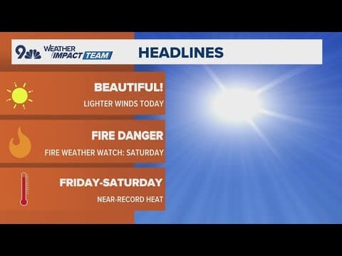 Warm and dry with lighter winds today, near-record heat likely Friday-Saturday