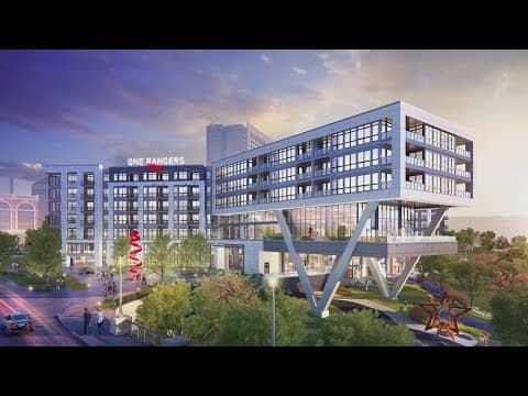 Construction on new luxury apartment community near Globe Life Field, AT&T Stadium tops out