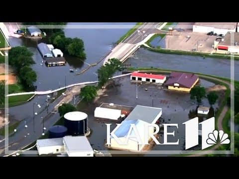 SKY 11 flies over flooded Jackson, Minnesota