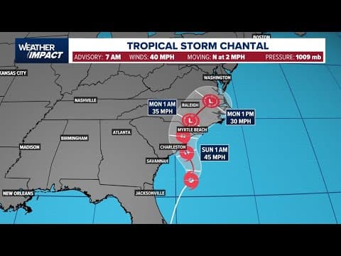 Tropical Storm Chantal latest track