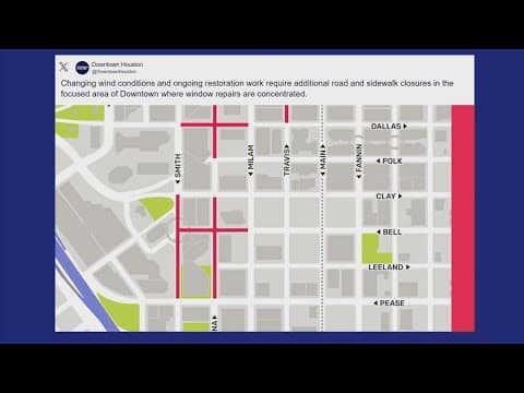 Houston storm recovery: More roads, sidewalks blocked off in downtown
