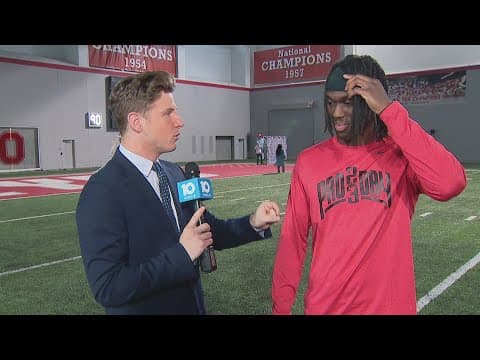 Wide receiver Marvin Harrison Jr. participates in Ohio State’s Pro Day