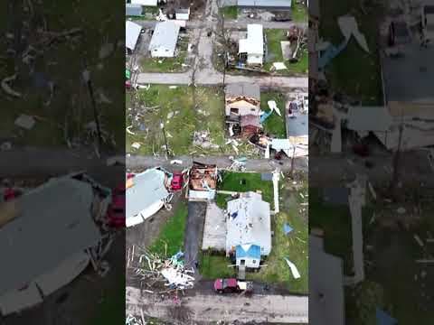 Drone video shows Ohio tornado damage near Indian Lake #shorts