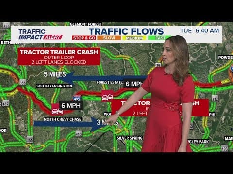 Tractor trailer crash on I-495 outer loop, multi-vehicle crash on BW Parkway slows DMV commutes