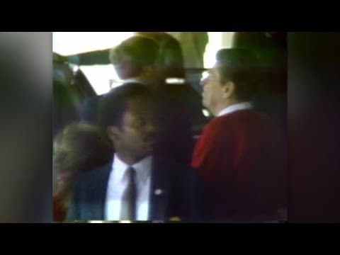 File footage: President Ronald Reagan leaves hospital after 1981 assassination attempt on his life