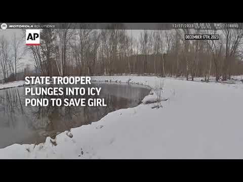 Vermont State Trooper plunges into icy pond to save girl