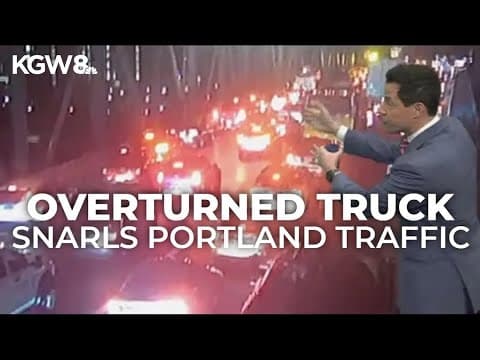 Overturned metal recycling truck closes I-405 near Marquam Bridge in Portland