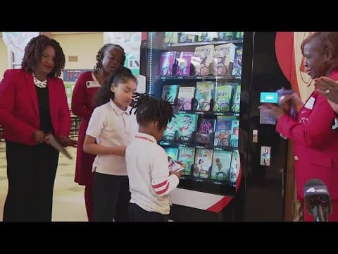 Bookworm vending machine installed at William Paca Elementary School