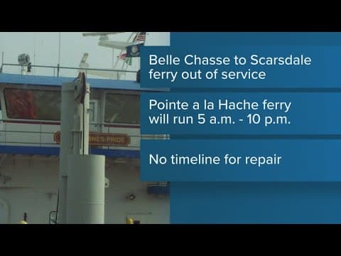 Plaquemines Parish ferry out of service, DOTD says