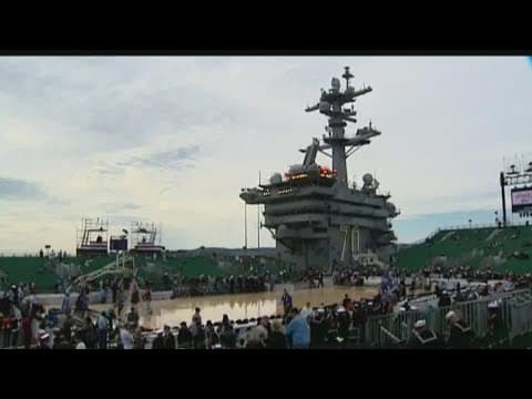 Nationally televised college basketball game held aboard San Diego based USS Abraham Lincoln