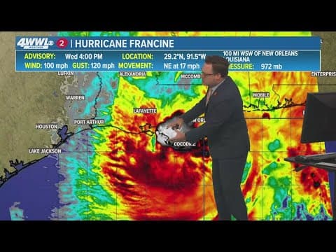 Wednesday 4 PM Tropical Update: Hurricane Francine approaches as a Category 2 storm