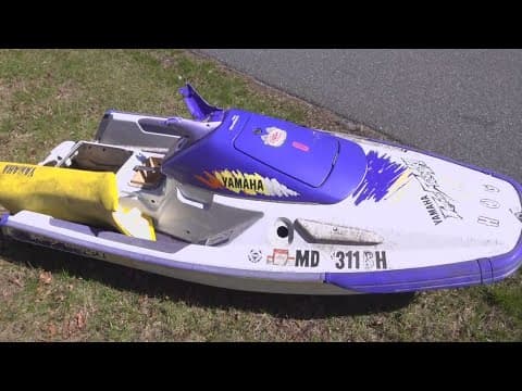 Maryland highway crews work to clean litter, including jet ski and junked light pole