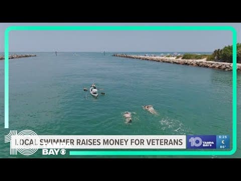 Woman sets record while swimming to raise money to help veterans with PTSD