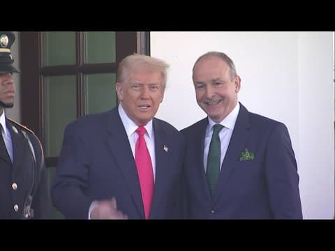 Donald Trump greets Irish leader Micheál Martin at the White House