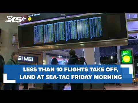 Fewer than 10 flights departed or arrived at Sea-Tac Airport Friday morning
