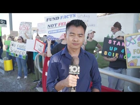 Demonstrators in Tampa protest Trump's recent cuts in science and academic research