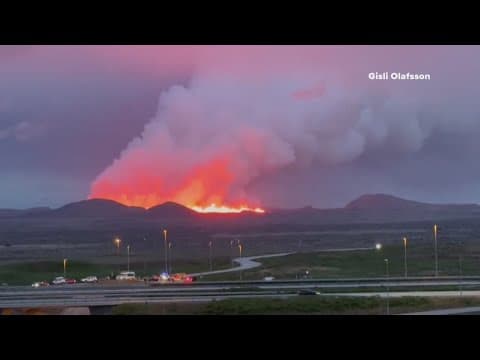 Volcano erupts spewing lava in Iceland