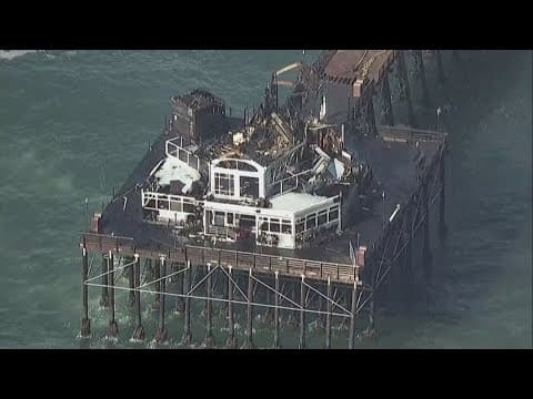 Above Oceanside Pier one day after massive fire