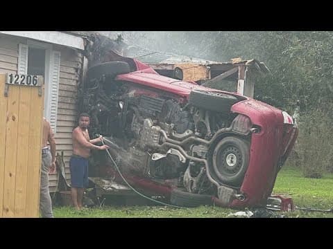Crazy car crash caught on camera in Houston