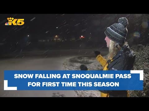 Snow falling at Snoqualmie Pass for the first time this season
