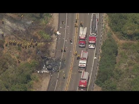 Five people dead after three-car collision turned vegetation fire in Poway