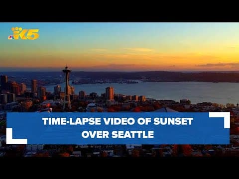 Sun sets over Seattle on November evening