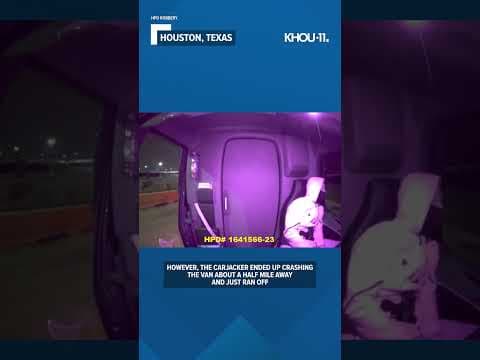 Video shows carjacker fall out of seat after crashing stolen Amazon truck #shorts