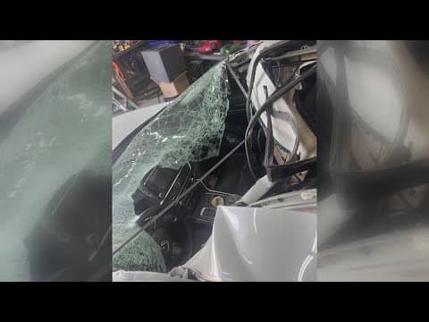 Tire crashes through windshield on I-35 seriously injuring OU student