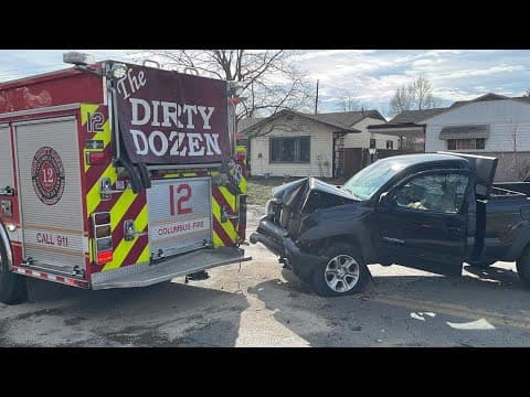 Police: 1 hospitalized after crashing into Columbus fire truck