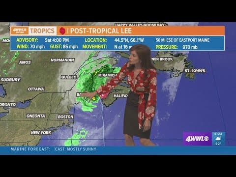 Saturday 6 PM tropical update: Lee now a post-tropical system