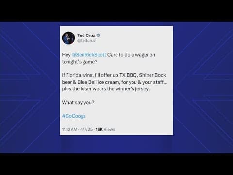 Texas Sen. Texas Cruz and Florida Gov. Rick Scott place bet on Houston-Florida championship game
