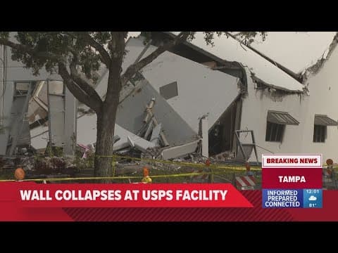 Wall collapses at USPS facility in Tampa