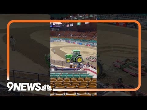 Tractor prepares Denver Coliseum dirt for rodeos at 2024 National Western Stock Show