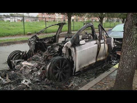 Tesla catches fire at charging station