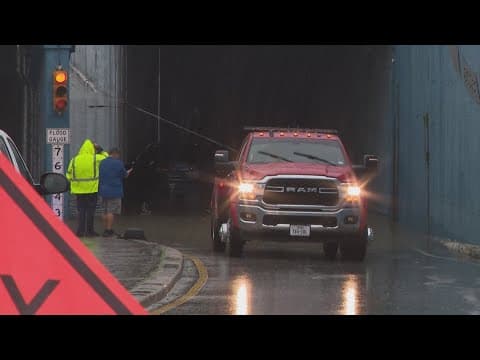 Driver gets stuck in flooded Houston underpass