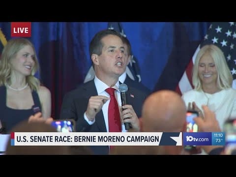 Bernie Moreno speaks to supporters amid tight US Senate race