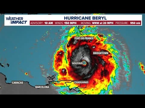 Meteorologist Kim Castro is tracking Hurricane Beryl, which is just shy of Cat. 4 strength